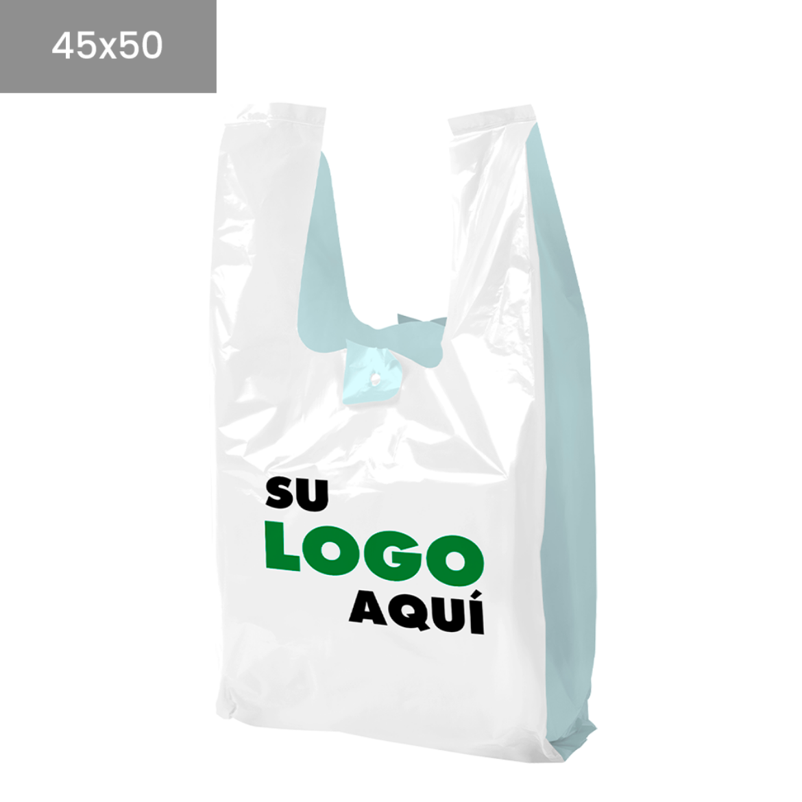 Bolsas de plástico personalizadas de 45x50 en color blanco