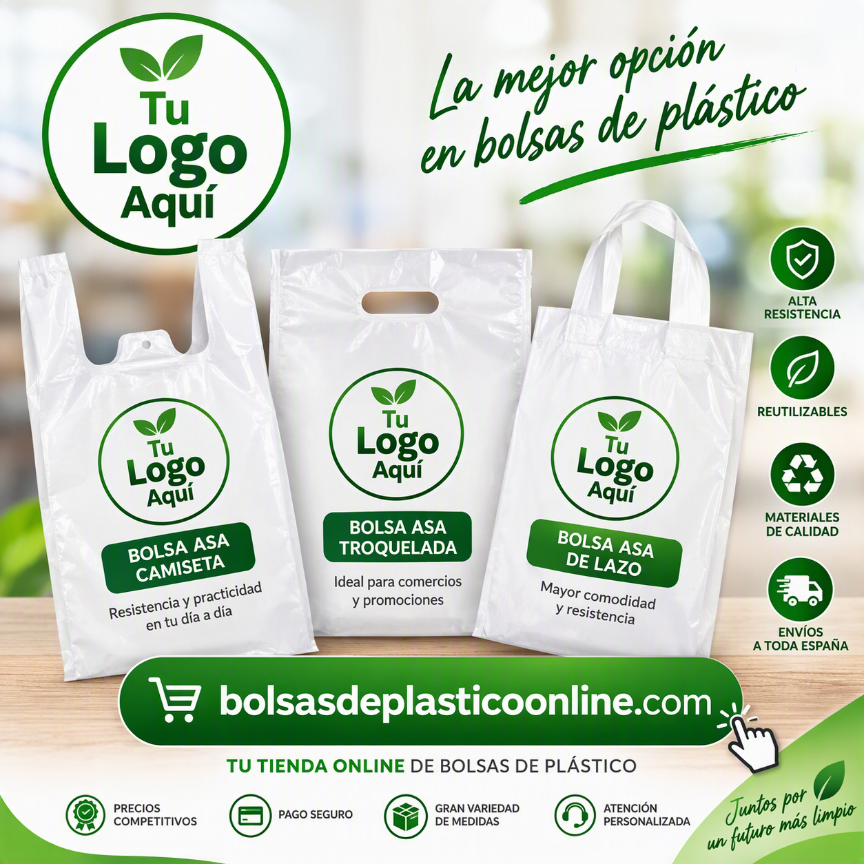 Bolsas de plástico personalizadas para comercios, tiendas
